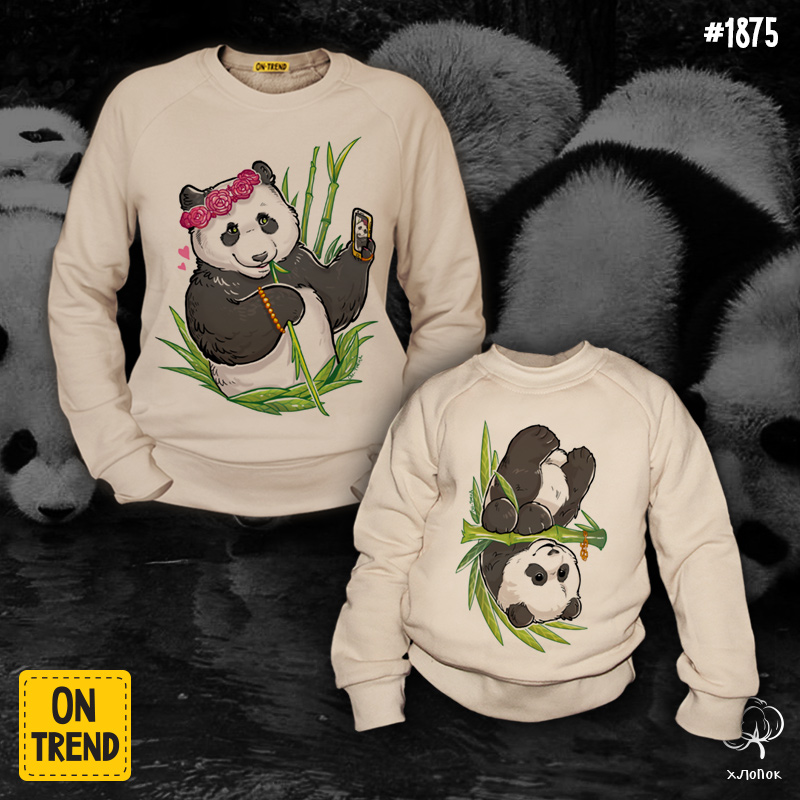 картинка Толстовки для мамы и ребенка "Крутые панды" от магазина  ON-TREND