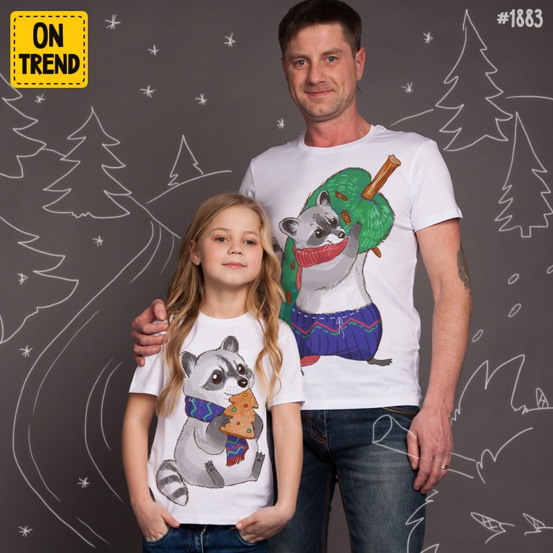 картинка Семейные футболки "Новогодние еноты" от магазина  ON-TREND
