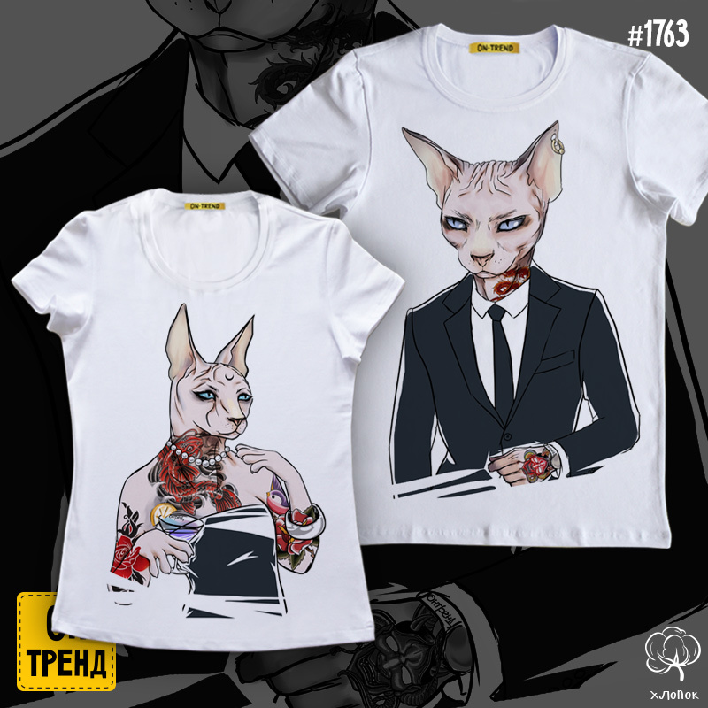 картинка Парные футболки "Котики с тату" от магазина  ON-TREND