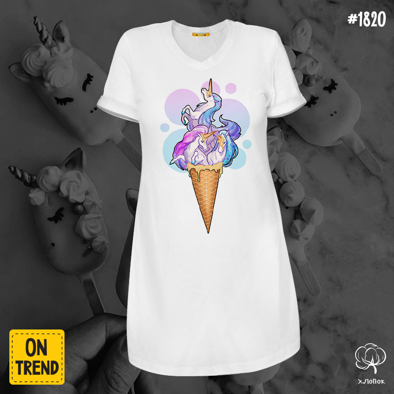 картинка Летнее платье "Мороженое с единорогами" от магазина  ON-TREND