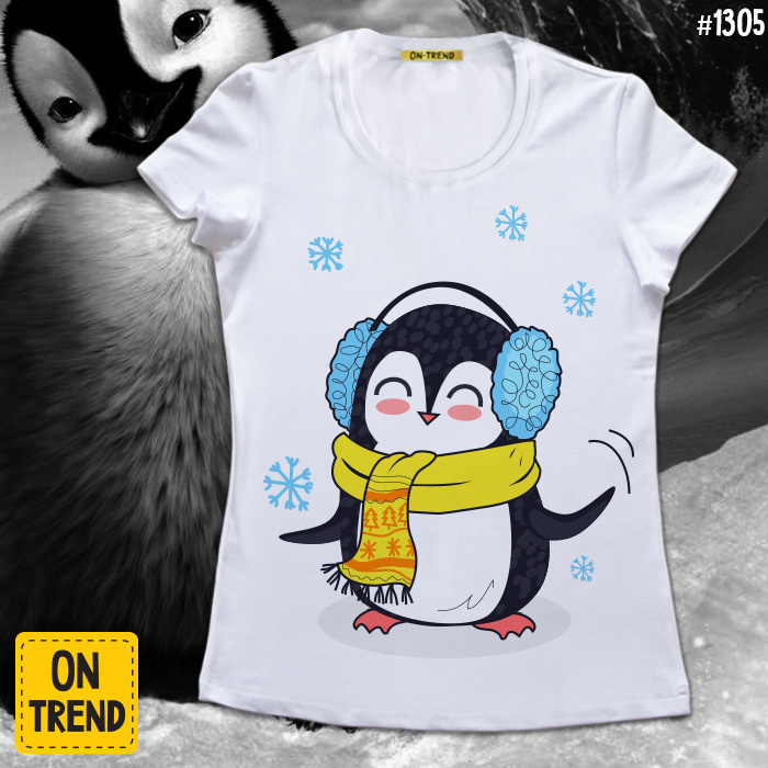 картинка Женская футболка "Радостный пингвин" от магазина  ON-TREND