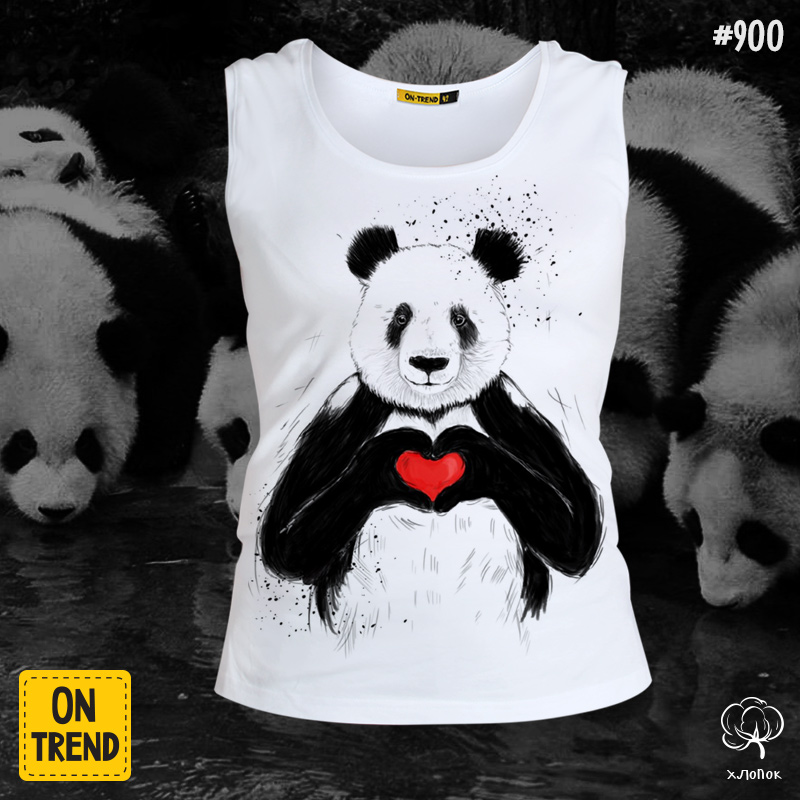 картинка Женская майка "Панда с сердечком" от магазина  ON-TREND