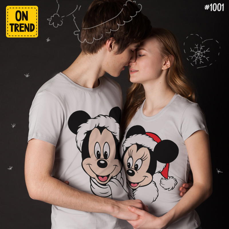 картинка Парные футболки "Новогодние Микки и Минни" от магазина  ON-TREND