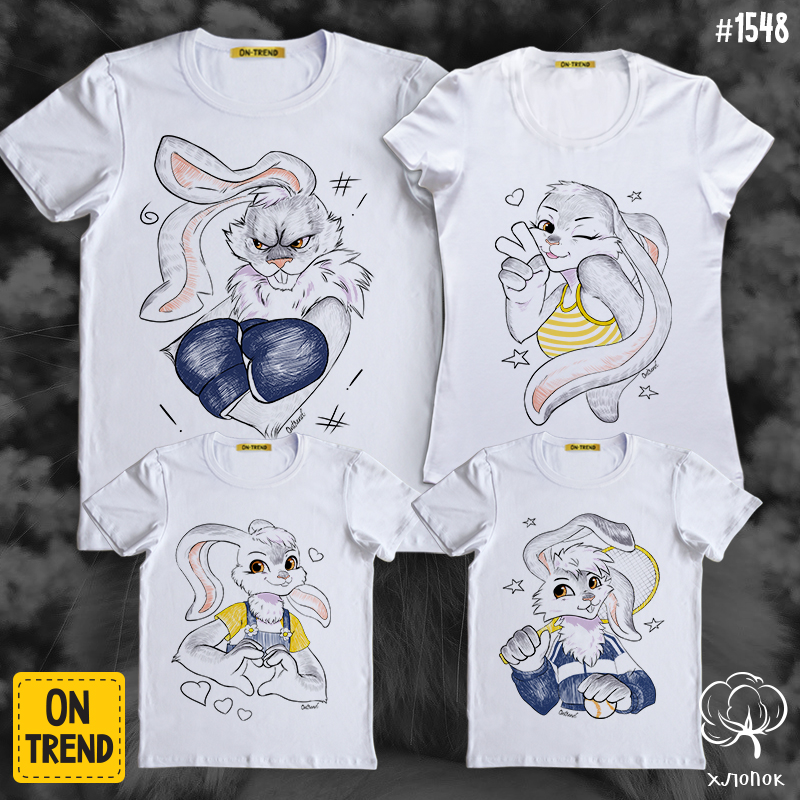 картинка Семейные футболки с рисунком "Милые зайчики" от магазина  ON-TREND