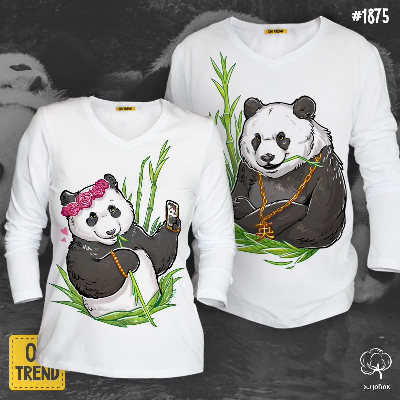 картинка Парные лонгсливы "Две панды" от магазина  ON-TREND