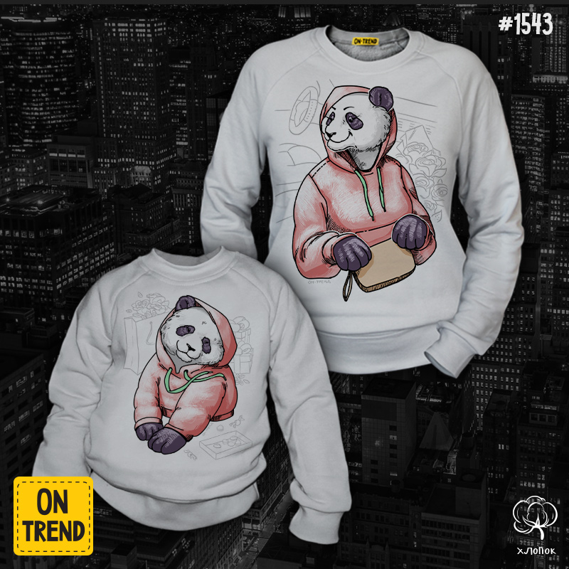 картинка Толстовки для мамы и дочки "Деловые панды" от магазина  ON-TREND