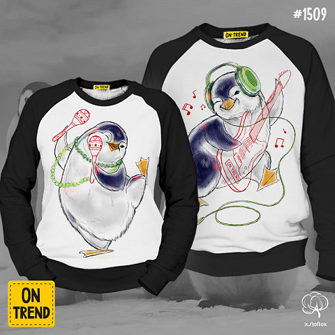 картинка Парные свитера "А мы пингвинчики" магазин  ON-TREND являющийся производителем одежды из хлопка высшего качества