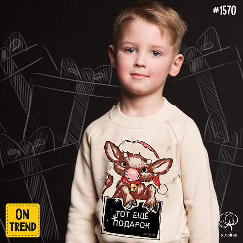 картинка Детская толстовка "Новогодние быки" магазин  ON-TREND являющийся производителем одежды из хлопка высшего качества
