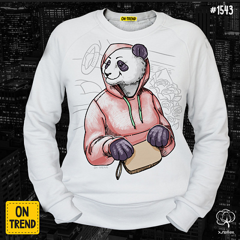 картинка Женская толстовка "Деловая панда" магазин  ON-TREND являющийся производителем одежды из хлопка высшего качества