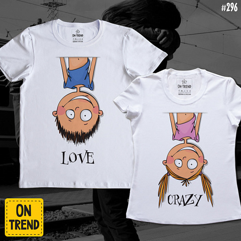 картинка Парные футболки "Любовь вверх ногами" магазин  ON-TREND являющийся производителем одежды из хлопка высшего качества