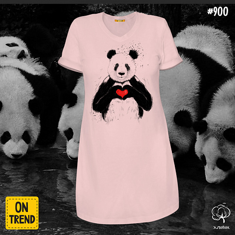 картинка Платье "Панда с сердечком" магазин  ON-TREND являющийся производителем одежды из хлопка высшего качества