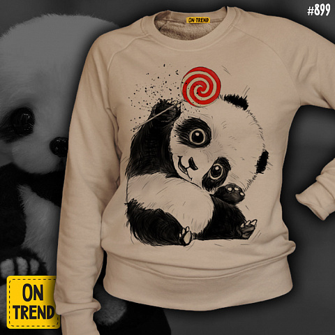 картинка Женская толстовка "Панда - крошка" магазин  ON-TREND являющийся производителем одежды из хлопка высшего качества