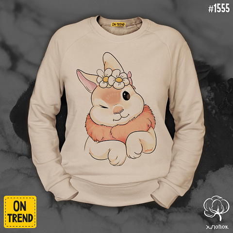 картинка Женская толстовка "Милый кролик" магазин  ON-TREND являющийся производителем одежды из хлопка высшего качества