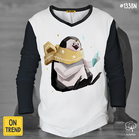 картинка Мужской лонгслив "Звездный пингвин" магазин  ON-TREND являющийся производителем одежды из хлопка высшего качества
