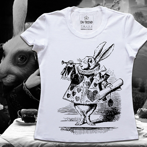 картинка Женская футболка "Мартовский Заяц" магазин  ON-TREND являющийся производителем одежды из хлопка высшего качества