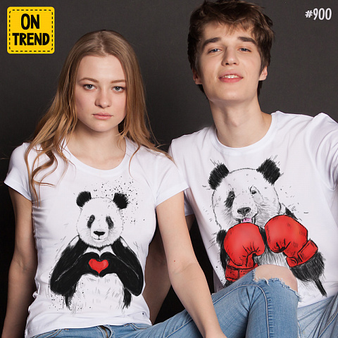 картинка Парные футболки "Классные панды" магазин  ON-TREND являющийся производителем одежды из хлопка высшего качества