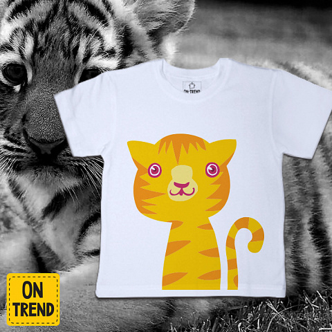 картинка Детская футболка "Любознательный Тигренок" магазин  ON-TREND являющийся производителем одежды из хлопка высшего качества