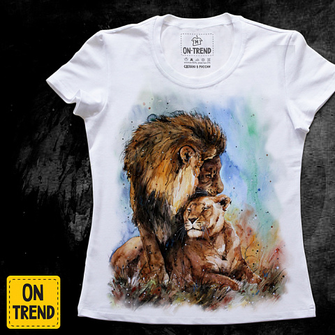 картинка Женская футболка "Львиная нежность" магазин  ON-TREND являющийся производителем одежды из хлопка высшего качества