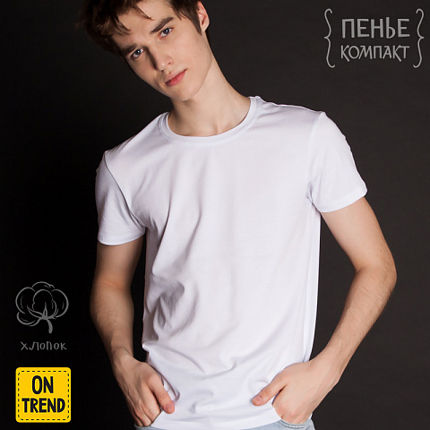 картинка Белая  мужская футболка без рисунка магазин  ON-TREND являющийся производителем одежды из хлопка высшего качества