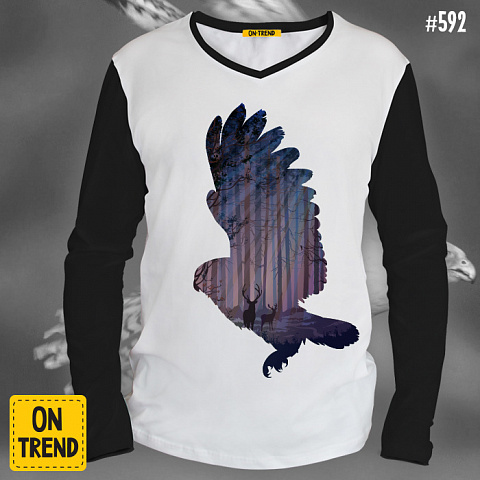 картинка Мужская футболка с длинным рукавом "Орёл" магазин  ON-TREND являющийся производителем одежды из хлопка высшего качества