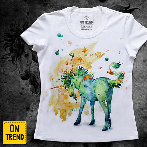 картинка Женская футболка "Единорог" магазин  ON-TREND являющийся производителем одежды из хлопка высшего качества