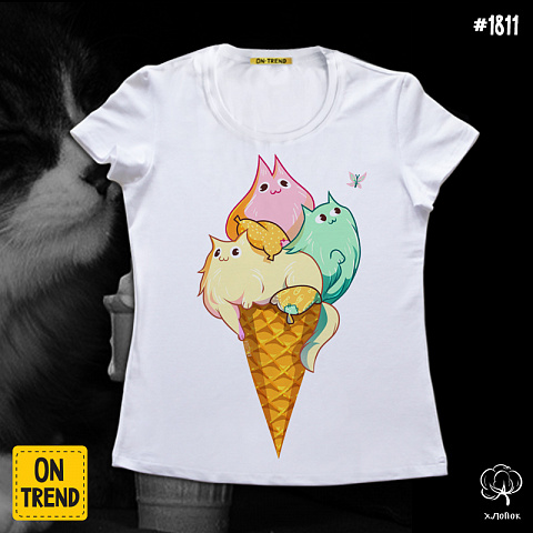 картинка Женская футболка "Мороженко" магазин  ON-TREND являющийся производителем одежды из хлопка высшего качества