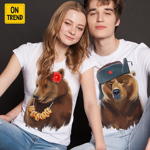 картинка Парные футболки "Бурые медведи" магазин  ON-TREND являющийся производителем одежды из хлопка высшего качества