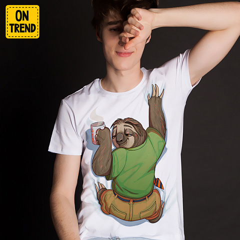 картинка Мужская футболка "Ленивец из Зверополиса" магазин  ON-TREND являющийся производителем одежды из хлопка высшего качества