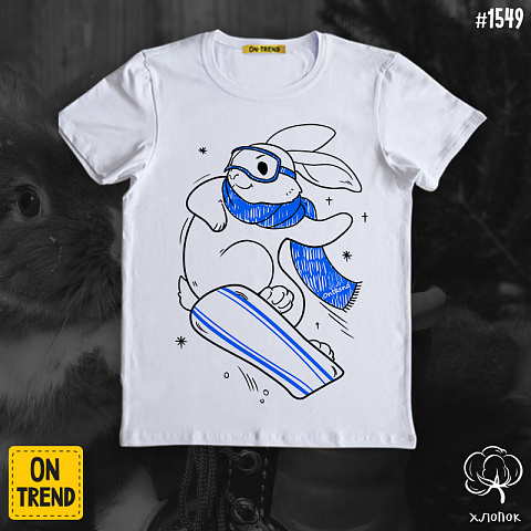 картинка Мужская футболка "Зимний кролик" магазин  ON-TREND являющийся производителем одежды из хлопка высшего качества
