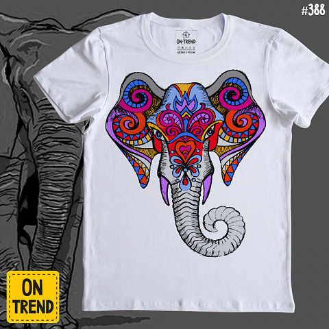 картинка Мужская футболка "Слон" магазин  ON-TREND являющийся производителем одежды из хлопка высшего качества