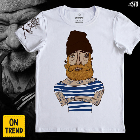 картинка Мужская футболка "Моряк" магазин  ON-TREND являющийся производителем одежды из хлопка высшего качества