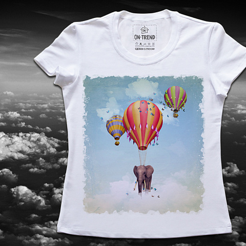 картинка Женская футболка "На Воздушном Шаре" магазин  ON-TREND являющийся производителем одежды из хлопка высшего качества