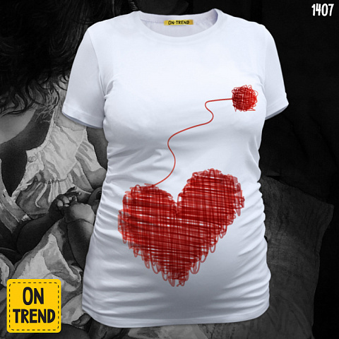 картинка "2 сердца", футболка для беременных магазин  ON-TREND являющийся производителем одежды из хлопка высшего качества