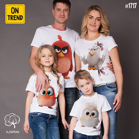 картинка Футболки для всей семьи "Angry Birds" магазин  ON-TREND являющийся производителем одежды из хлопка высшего качества