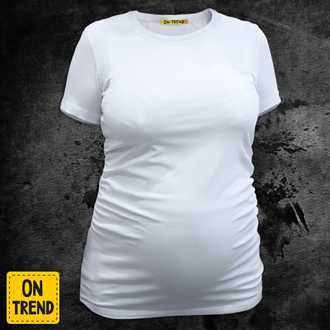 картинка Белая футболка для беременной без рисунка магазин  ON-TREND являющийся производителем одежды из хлопка высшего качества