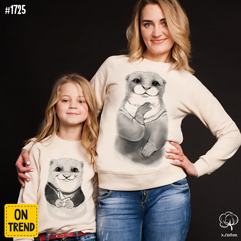 картинка Толстовки для мамы и ребенка "Пушистая семейка" магазин  ON-TREND являющийся производителем одежды из хлопка высшего качества