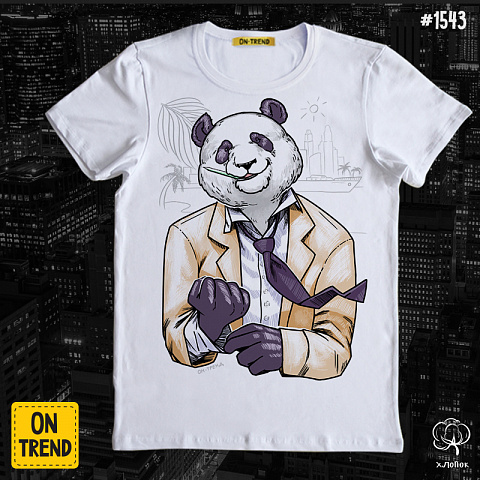 картинка Мужская футболка "Деловая панда" магазин  ON-TREND являющийся производителем одежды из хлопка высшего качества