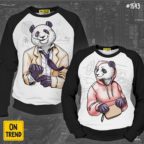 картинка Парные толстовки "Деловые панды" магазин  ON-TREND являющийся производителем одежды из хлопка высшего качества