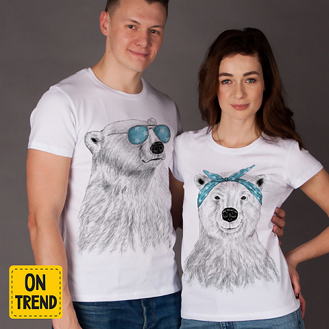 картинка Парные футболки "Белые медведи" магазин  ON-TREND являющийся производителем одежды из хлопка высшего качества