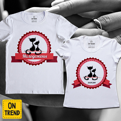 картинка Парные футболки "Котики" магазин  ON-TREND являющийся производителем одежды из хлопка высшего качества
