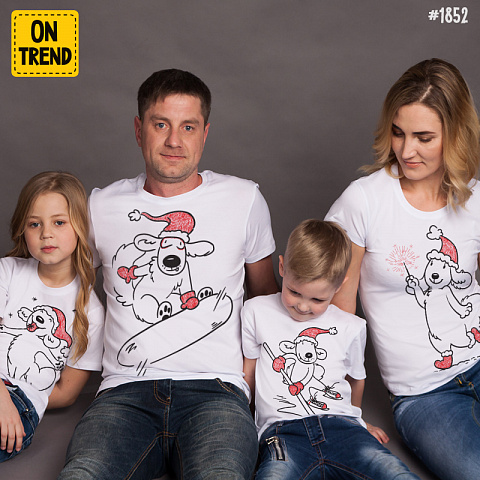 картинка Семейные футболки "Дружные собачки" магазин  ON-TREND являющийся производителем одежды из хлопка высшего качества