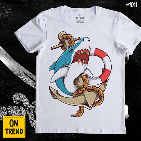 картинка Мужская футболка "Акула" магазин  ON-TREND являющийся производителем одежды из хлопка высшего качества