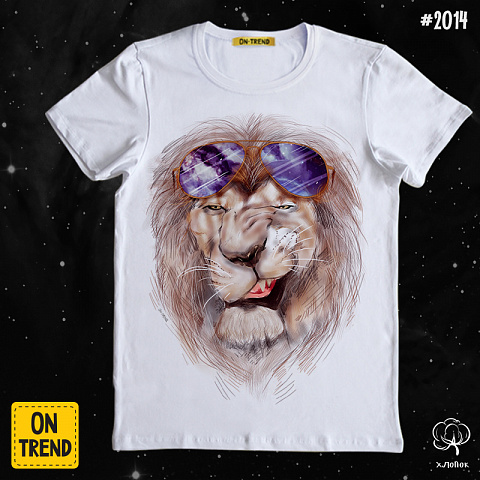 картинка Мужская футболка "Королевский лев" магазин  ON-TREND являющийся производителем одежды из хлопка высшего качества