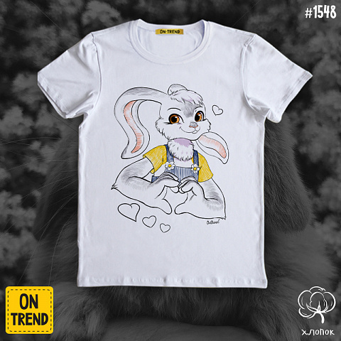картинка Детская футболка для девочки "Милый зайчик" магазин  ON-TREND являющийся производителем одежды из хлопка высшего качества