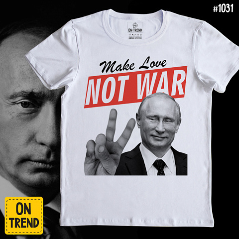 картинка Мужская футболка "Путин-Миротворец" магазин  ON-TREND являющийся производителем одежды из хлопка высшего качества