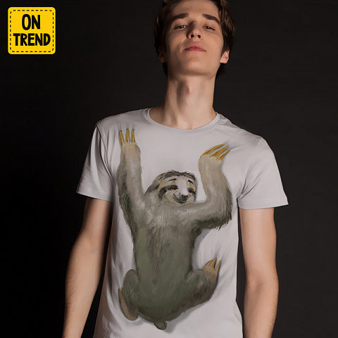 картинка Мужская футболка "Твой Ленивец" магазин  ON-TREND являющийся производителем одежды из хлопка высшего качества