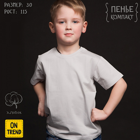 картинка Детская серая футболка без рисунка магазин  ON-TREND являющийся производителем одежды из хлопка высшего качества