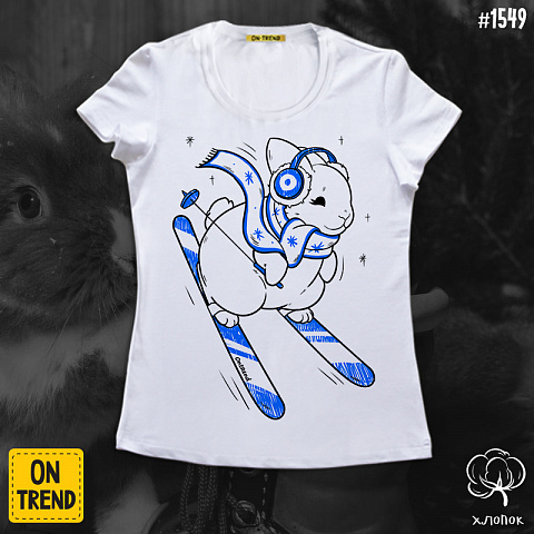 картинка Женская футболка "Зимний кролик" магазин  ON-TREND являющийся производителем одежды из хлопка высшего качества