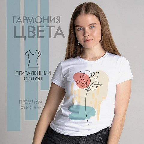 картинка Женская футболка "Цветок" магазин  ON-TREND являющийся производителем одежды из хлопка высшего качества