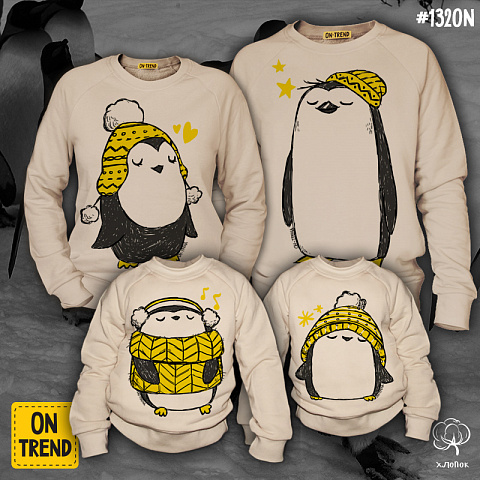 картинка Семейные свитера "Пингвины тут!" магазин  ON-TREND являющийся производителем одежды из хлопка высшего качества